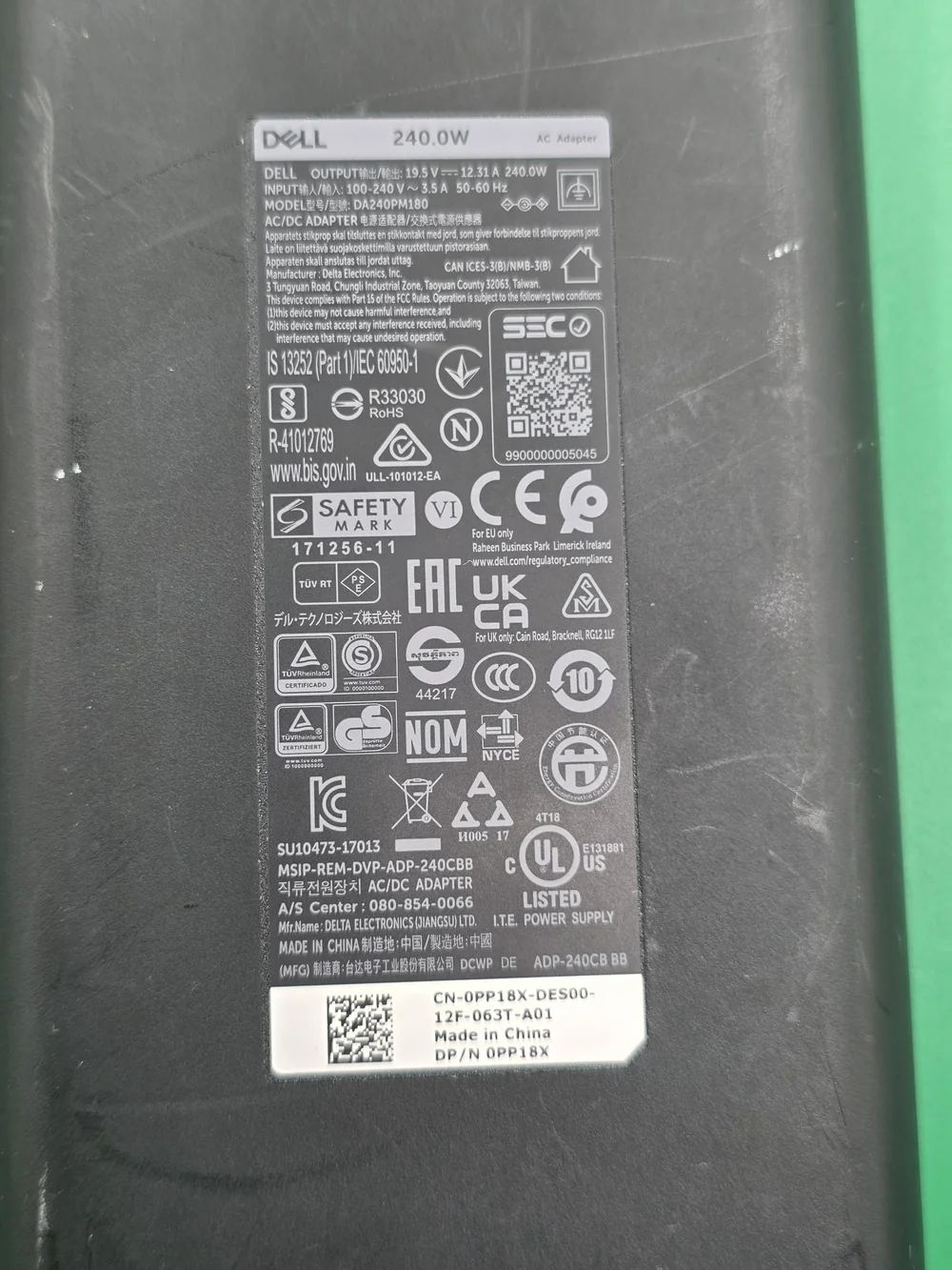 DELL 240W HIGH-POWER AC ADAPTER / CHARGER 🔥(Model: DA240PM180 | DP/N: 0PP18X)